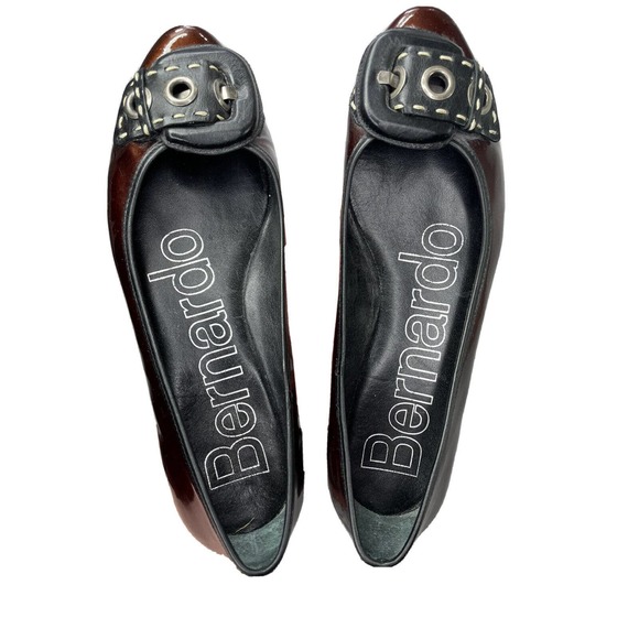 Bernardo Dark Brown Loafer Womens Size 6.5 Made In Brazil Shoes Glossy Finish - Picture 1 of 10